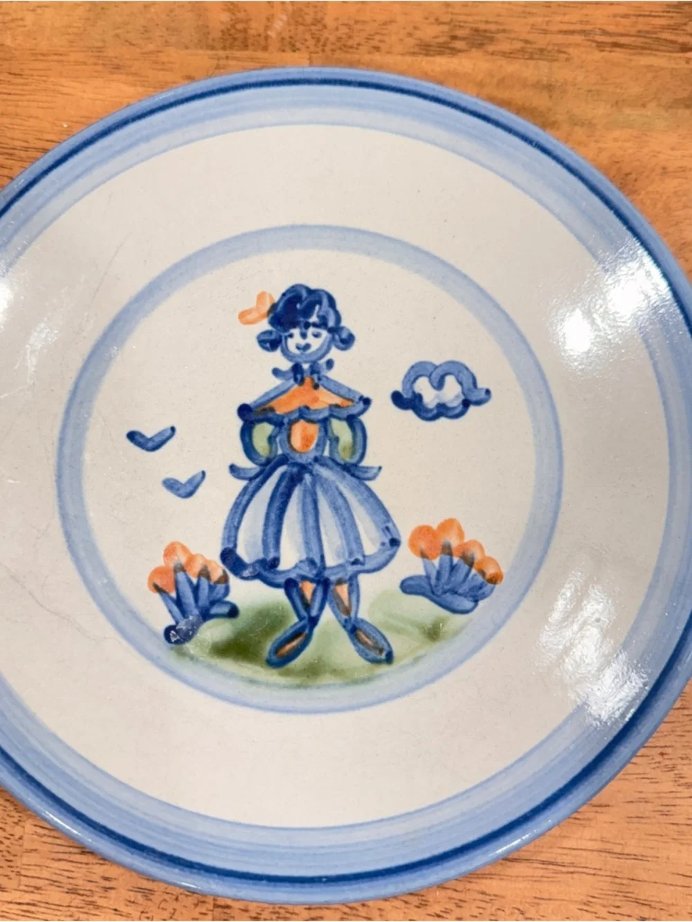 Vintage M.A. Hadley 8” Plated Set Of 2 Boy Girl Farm Country Ceramic